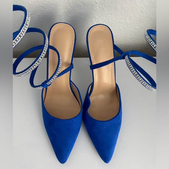 Women Rhinestone strappy Point Toe Stiletto Heeled Pumps Glamorous sz 8.5-9 Eu40 - Picture 8 of 16